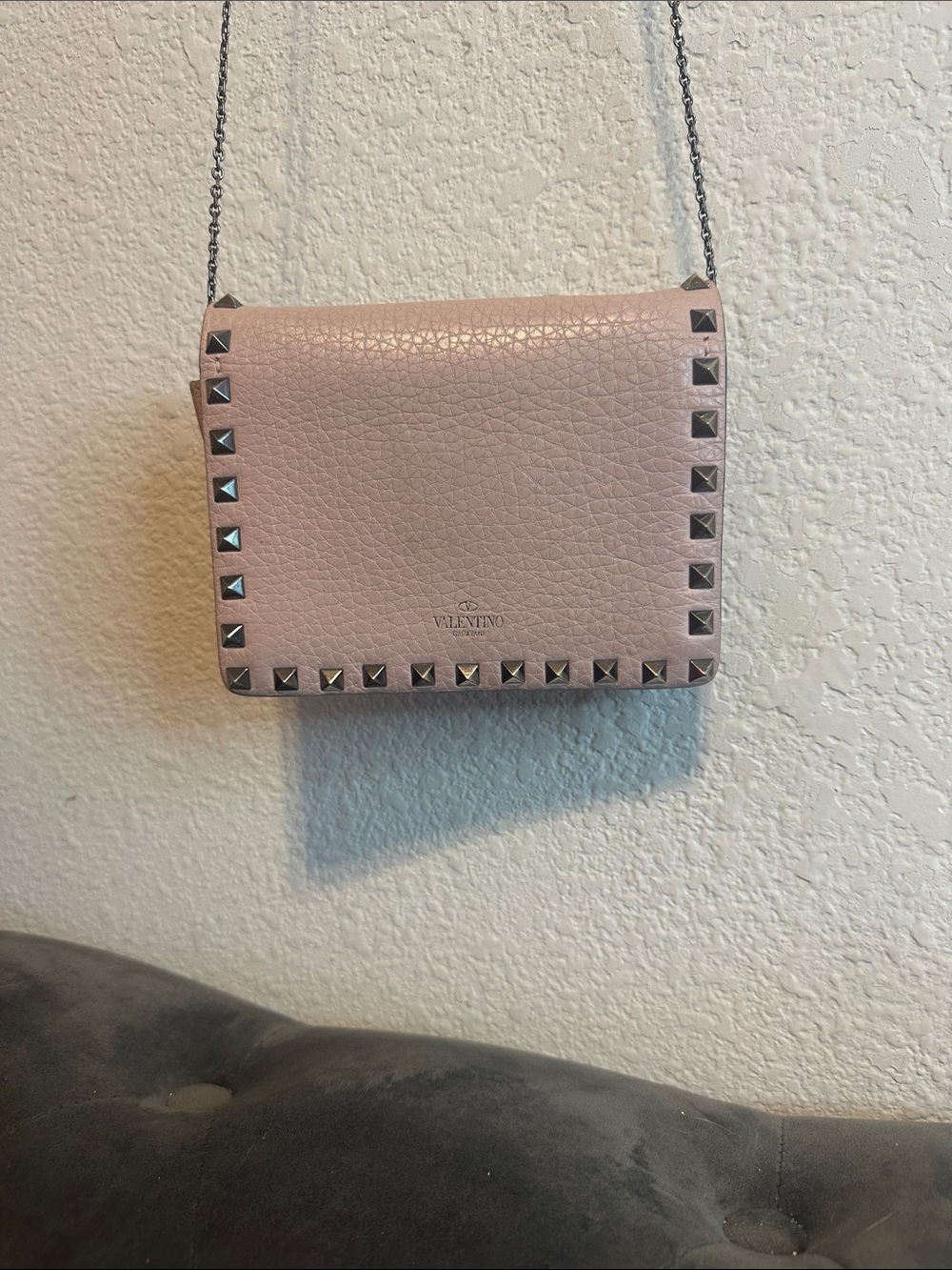 Valentino Rockstud Crossbody Bag in Blush Pink Leather